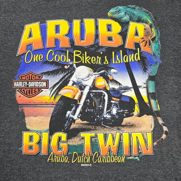 Harley Davidson T-Shirt Aruba Big Twin Made in USA 2XL 2005 Vintage Y2K - Picture 7 of 9